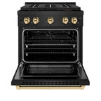 ZLINE 30 in. Gas Range 4.2 cu. ft. 4 Burner DuoPro™ Cooktop Convection Oven Black Stainless Steel Polished Gold Accents (PSGRBZ-30-G)
