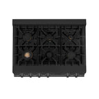 ZLINE 36 in. Rangetop with 6 Gas Brass Burners in Black Stainless Steel, RTB-BR-36
