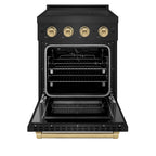 ZLINE 24 in. Induction Range 3.2 cu. ft. Paramount Series 3 Elements Cooktop Electric Convection Oven Black Stainless Steel Champagne Bronze Accents (SINRBZ-24-CB)