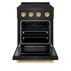 ZLINE 24 in. Induction Range 3.2 cu. ft. Electric Convection Oven 3 Elements Black Stainless Steel Polished Gold Accents (SINRBZ-24-G)