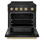 ZLINE 30 in. Induction Range 4.2 cu. ft. 4 Burners Electric Convection Oven Black Stainless Steel Champagne Bronze Accents (SINRBZ-30-CB)