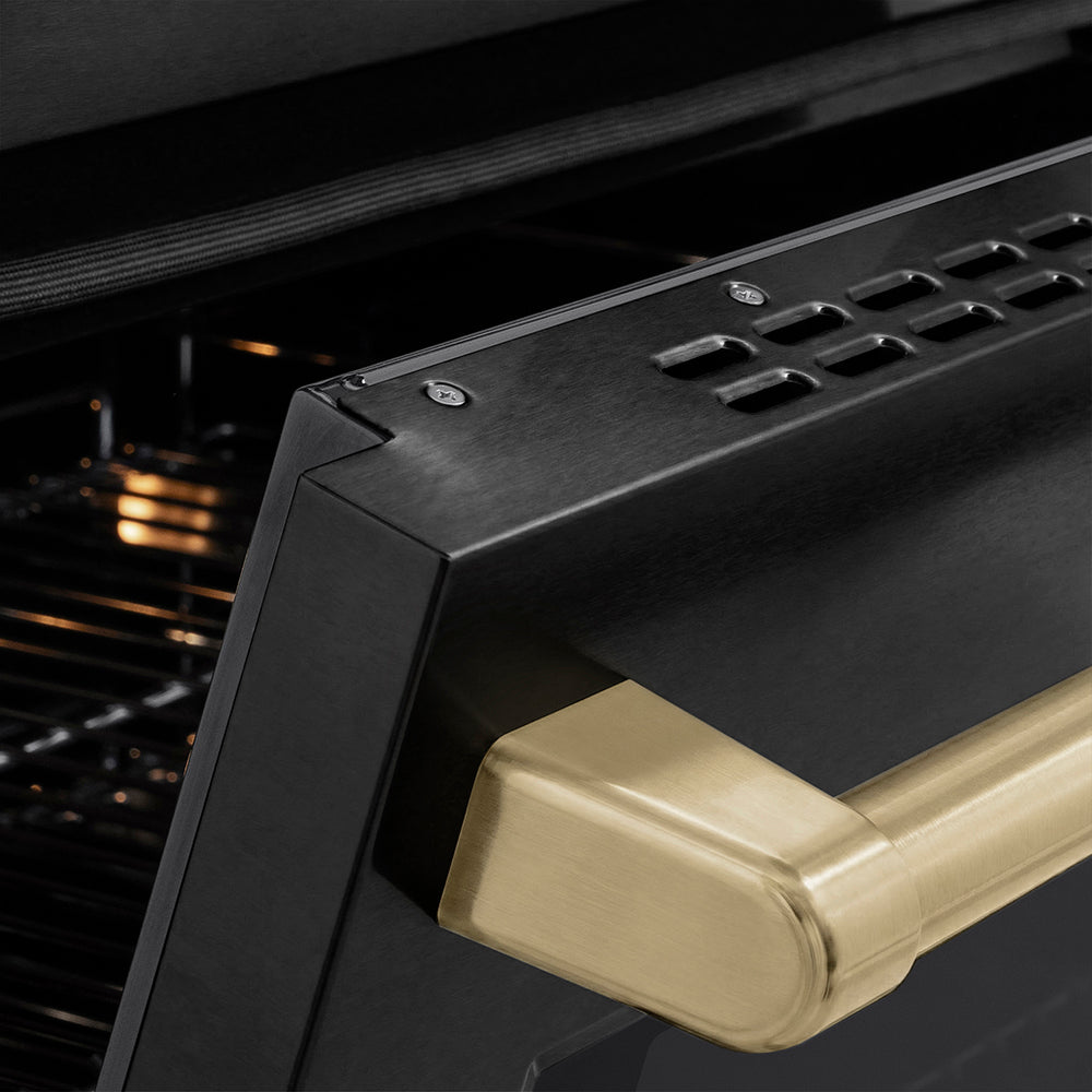 ZLINE 36 in. Induction Range 5.2 cu. ft. 5 Element Cooktop Electric Convection Oven Black Stainless Steel Polished Gold Accents (SINRBZ-36-G)