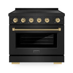 ZLINE 36 in. Induction Range 5.2 cu. ft. 5 Element Cooktop Electric Convection Oven Black Stainless Steel Champagne Bronze Accents (SINRBZ-36-KCB)