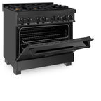 ZLINE 36-Inch Professional Dual Fuel Range, Black Stainless Steel, Brass Burners, Model RAB-BR-36