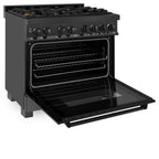 ZLINE 36-Inch Professional Dual Fuel Range, Black Stainless Steel, Brass Burners, Model RAB-BR-36