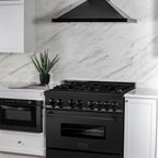 ZLINE 36-Inch Professional Dual Fuel Range, Black Stainless Steel, Brass Burners, Model RAB-BR-36