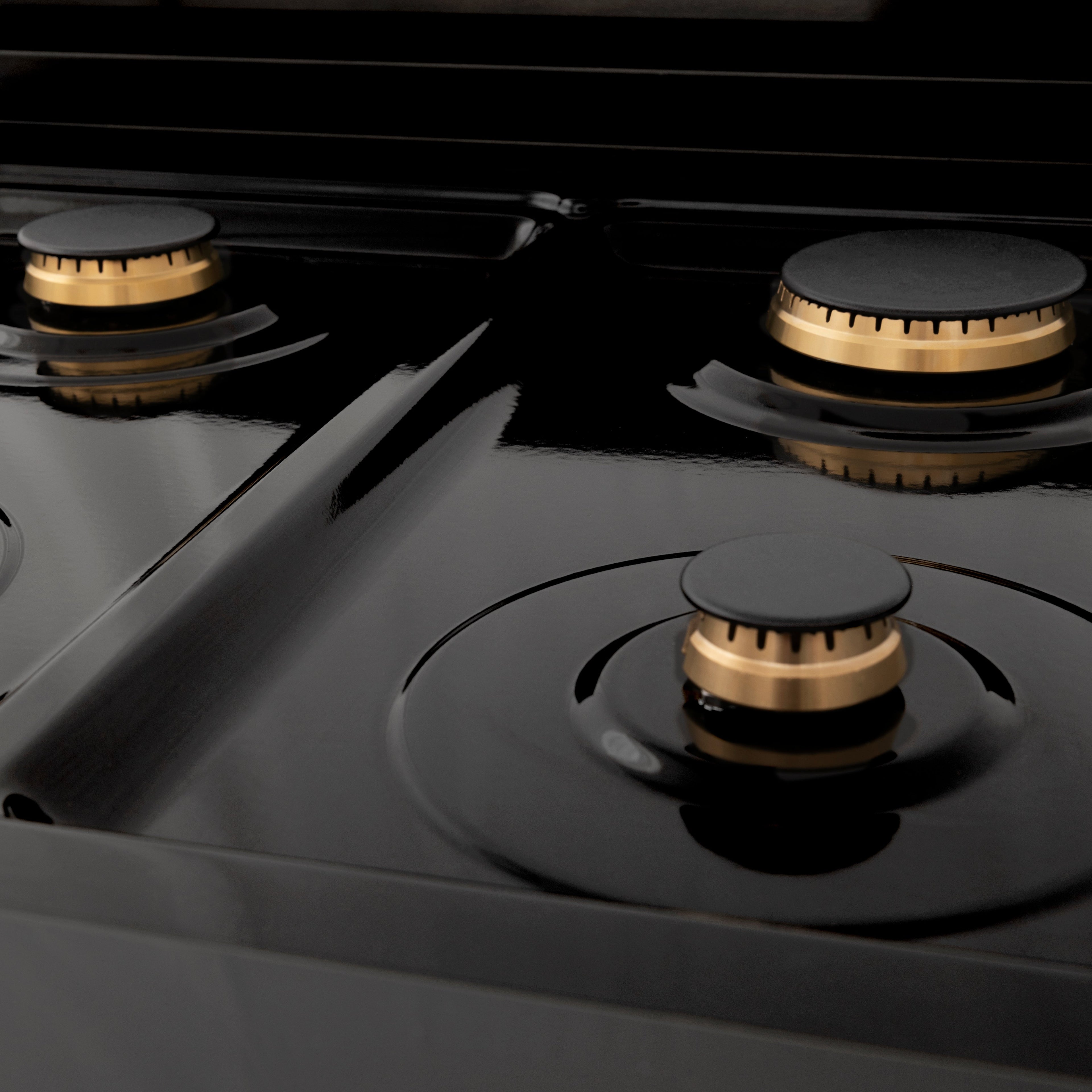 ZLINE Autograph Edition 36 in. 4.6 cu. ft. Dual Fuel Range in Black Stainless Steel with Polished Gold Accents (RABZ-36-G)