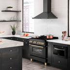 ZLINE Autograph Edition 36 in. 4.6 cu. ft. Dual Fuel Range in Black Stainless Steel with Polished Gold Accents (RABZ-36-G)