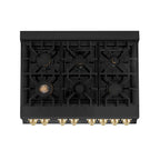 ZLINE Autograph Edition 36 in. 4.6 cu. ft. Dual Fuel Range in Black Stainless Steel with Polished Gold Accents (RABZ-36-G)