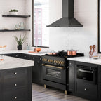 ZLINE Autograph Edition 36 in Dual Fuel Range, 4.6 cu. ft. Oven, Black Stainless Steel with Bronze Accents (RABZ-36-CB)