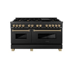 ZLINE Autograph 60 in. 7.4 cu. ft. Dual Fuel Range in Black Stainless Steel with Champagne Bronze Accents (RABZ-60-CB)