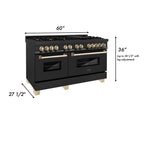 ZLINE Autograph Edition 60 in. Dual Fuel Range 7.4 cu. ft. Black Stainless Steel with Gold Accents (RABZ-60-G)