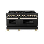 ZLINE Autograph Edition 60 in. Dual Fuel Range 7.4 cu. ft. Black Stainless Steel with Gold Accents (RABZ-60-G)