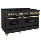 ZLINE Autograph Edition 60 in. Dual Fuel Range 7.4 cu. ft. Black Stainless Steel with Gold Accents (RABZ-60-G)