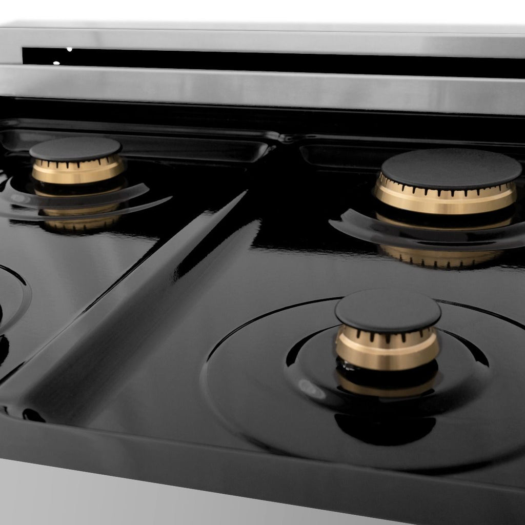 ZLINE 24 in. Dual Fuel Range with Gas Burners and Electric Oven in Stainless Steel with Brass Burners (RA-BR-24)