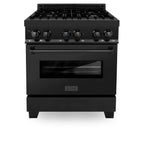 ZLINE 30 in. Dual Fuel Range in Black Stainless Steel & 30 in. Range Hood Appliance Package Appliance Package, 2KP-RABRH30