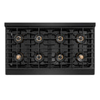 ZLINE Autograph 48" Paramount Gas Rangetop with 8 Burner DuoPro™ Cooktop in Black Stainless Steel and Champagne Bronze Accents, PSRTBZ-48-CB