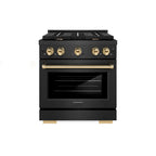 ZLINE 30 in. Dual Fuel Range 4.2 cu. ft. 4 Burner Gas Cooktop Black Satin Stainless Steel with Gold Accents (SDRBSZ-30-G)