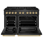 ZLINE 48 in. Dual Fuel Range 6.7 cu. ft. 8 Burners Black Satin Stainless Steel Champagne Bronze Accents (SDRBSZ-48-CB)