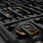 ZLINE 48 in. Dual Fuel Range 6.7 cu. ft. 8 Burner Gas Cooktop Black Satin Stainless Steel with Gold Accents (SDRBSZ-48-G)