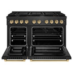 ZLINE 48 in. Dual Fuel Range 6.7 cu. ft. 8 Burner Gas Cooktop Black Satin Stainless Steel with Gold Accents (SDRBSZ-48-G)