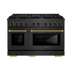 ZLINE 48 in. Dual Fuel Range 6.7 cu. ft. 8 Burner Gas Cooktop Black Satin Black & Champagne Bronze Accents (SDRBSZ-48-MBCB)