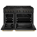 ZLINE 48 in. Dual Fuel Range 6.7 cu. ft. 8 Burner Gas Cooktop Black Satin Black & Champagne Bronze Accents (SDRBSZ-48-MBCB)