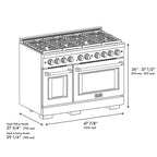 ZLINE 48 in Dual Fuel Range 6.7 cu. ft. 8 Burner DuoPro™ Cooktop Dual Oven Black Satin Stainless Steel (PSDRBS-48)