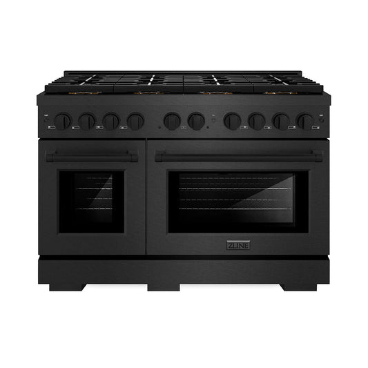 ZLINE 48 in Dual Fuel Range 6.7 cu. ft. 8 Burner DuoPro™ Cooktop Dual Oven Black Satin Stainless Steel (PSDRBS-48)