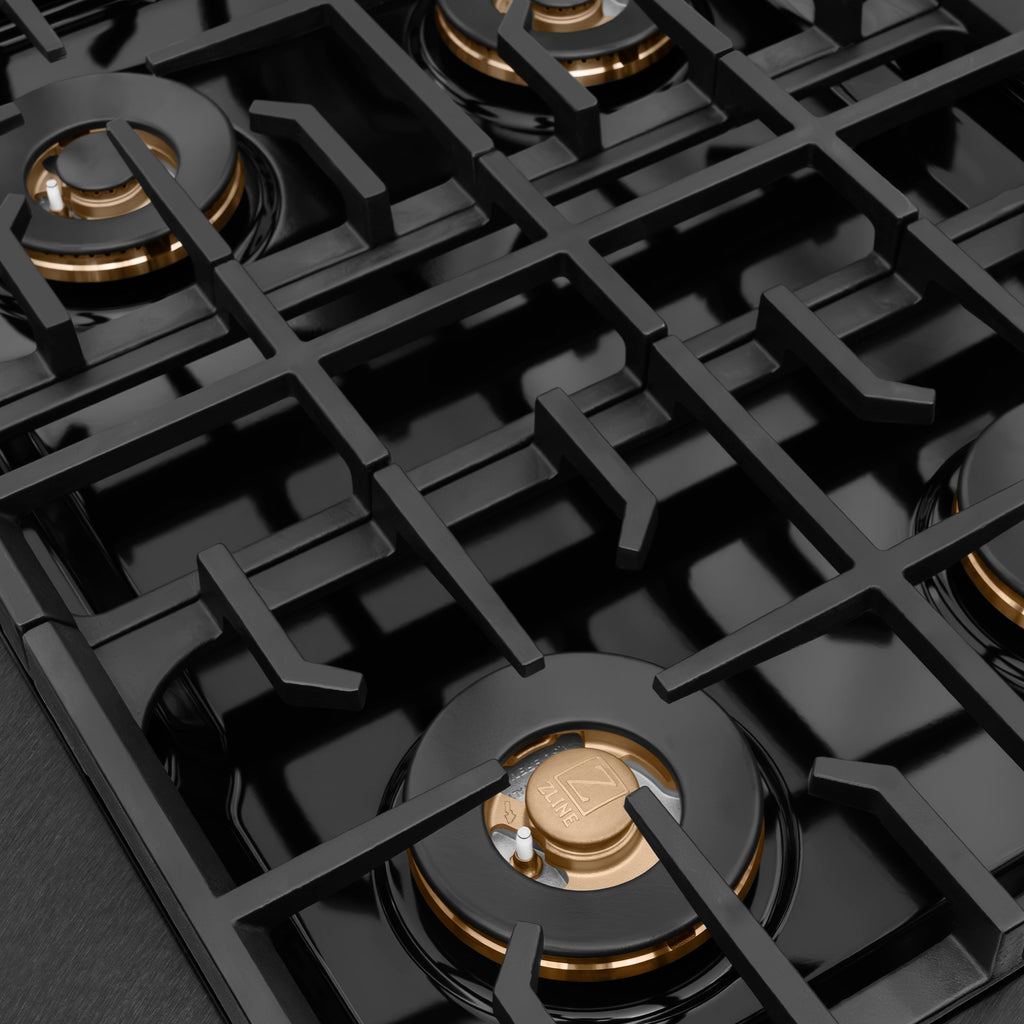ZLINE 30 in Dual Fuel Range 4.2 cu. ft 4 Burner DuoPro Cooktop Black Satin Stainless Steel Champagne Bronze Accents (PSDRBSZ-30-CB)