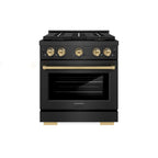 ZLINE 30 in Dual Fuel Range 4.2 cu. ft 4 Burner DuoPro Cooktop Black Satin Stainless Steel Champagne Bronze Accents (PSDRBSZ-30-CB)