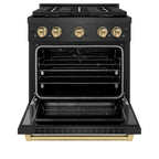 ZLINE 30 in Dual Fuel Range 4.2 cu. ft 4 Burner DuoPro Cooktop Black Satin Stainless Steel Champagne Bronze Accents (PSDRBSZ-30-CB)