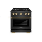 ZLINE 30 in. Dual Fuel Range 4.2 cu. ft. 4 Burner DuoPro™ Cooktop Black Satin Stainless Steel with Polished Gold Accents (PSDRBSZ-30-G)