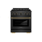 ZLINE 30 in. Dual Fuel Range 4.2 cu. ft. 4 Burner DuoPro Cooktop Black Satin Black & Champagne Accents (PSDRBSZ-30-MBCB)