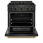 ZLINE 30 in. Dual Fuel Range 4.2 cu. ft. 4 Burner DuoPro Cooktop Black Satin Black & Champagne Accents (PSDRBSZ-30-MBCB)