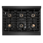ZLINE 36 in. Dual Fuel Range 5.2 cu. ft. 6 Burner DuoPro™ Cooktop Black Satin Stainless Steel with Gold Accents (PSDRBSZ-36-G)