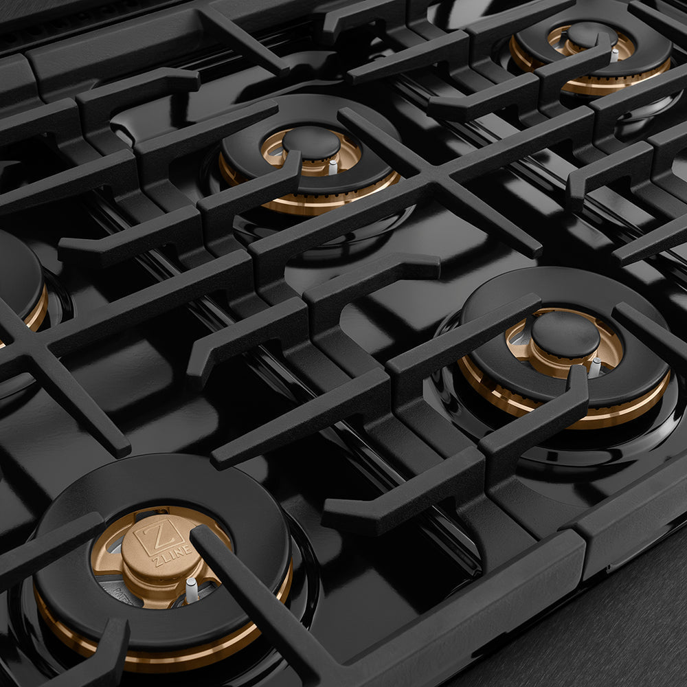 ZLINE 48 in. Dual Fuel Range 6.7 cu. ft. 8 Burner DuoPro Cooktop Black Satin with Gold Accents (PSDRBSZ-48-G)