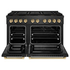 ZLINE 48 in. Dual Fuel Range 6.7 cu. ft. 8 Burner DuoPro Cooktop Black Satin with Gold Accents (PSDRBSZ-48-G)