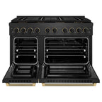 ZLINE 48 in. Dual Fuel Range 6.7 cu. ft. 8 Burner DuoPro Cooktop Black Satin Stainless Steel with Matte Black & Champagne Bronze Accents (PSDRBSZ-48-MBCB)