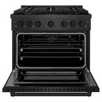 ZLINE 36 in. Gas Range 5.2 cu. ft. 6 Burners Convection Oven Black Satin Stainless Steel (SGRBS-36)