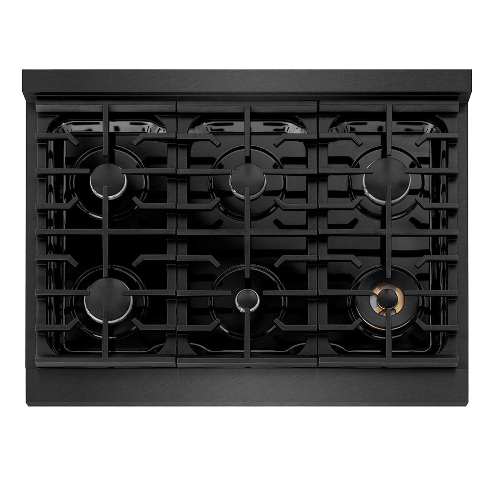 ZLINE 36 in. Gas Range 5.2 cu. ft. 6 Burners Convection Oven Black Satin Stainless Steel (SGRBS-36)