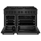 ZLINE 48 in Gas Range Double Oven 6.7 cu. ft. 8 Burner Cooktop Black Satin Stainless Steel (SGRBS-48)