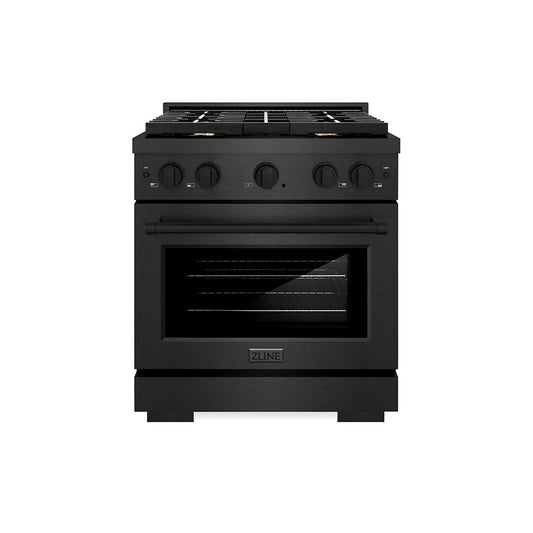 ZLINE 30 in. Gas Range 4.2 cu. ft. Convection Oven 4 Brass Burners Black Satin Stainless Steel (SGRBS-BR-30)