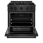 ZLINE 30 in. Gas Range 4.2 cu. ft. Convection Oven 4 Brass Burners Black Satin Stainless Steel (SGRBS-BR-30)
