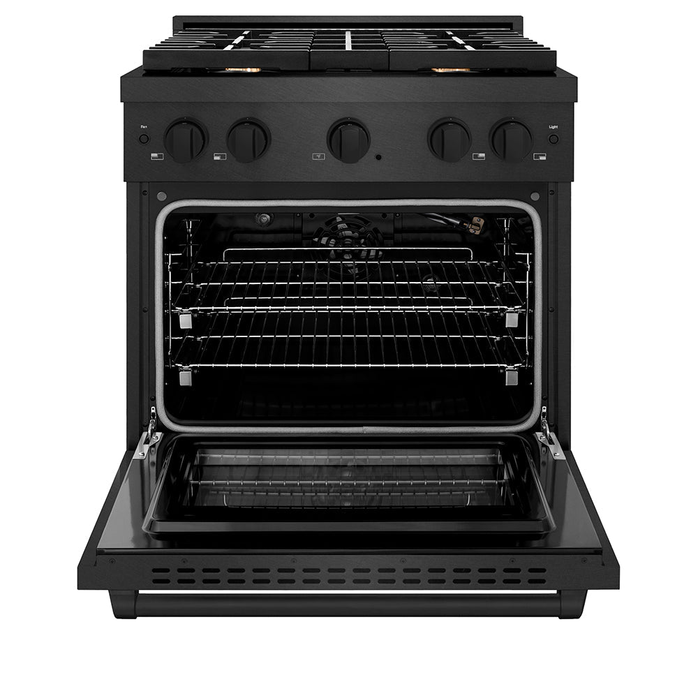 ZLINE 30 in. Gas Range 4.2 cu. ft. Convection Oven 4 Brass Burners Black Satin Stainless Steel (SGRBS-BR-30)