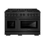 ZLINE 48 in. Gas Range Double Oven 6.7 cu. ft. 8 Brass Burners Black Satin Stainless Steel (SGRBS-BR-48)