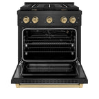 ZLINE 30 in. Gas Range 4 Burner Cooktop 4.2 cu. ft. Black Satin with Champagne Bronze Accents (SGRBSZ-30-CB)