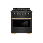 ZLINE 30 in. Gas Range 4.2 cu. ft. 4 Burners Black Satin Stainless Steel Black & Champagne Accents (SGRBSZ-30-MBCB)