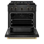 ZLINE 30 in. Gas Range 4.2 cu. ft. 4 Burners Black Satin Stainless Steel Black & Champagne Accents (SGRBSZ-30-MBCB)