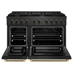 ZLINE 48 in. Double Oven Gas Range 6.7 cu. ft. 8 Burner Cooktop Black Satin Black & Champagne Accents (SGRBSZ-48-MBCB)